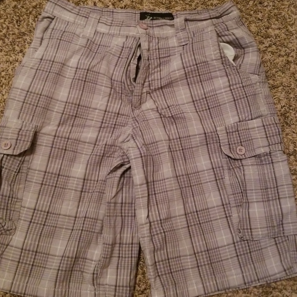 Plaid cargo shorts